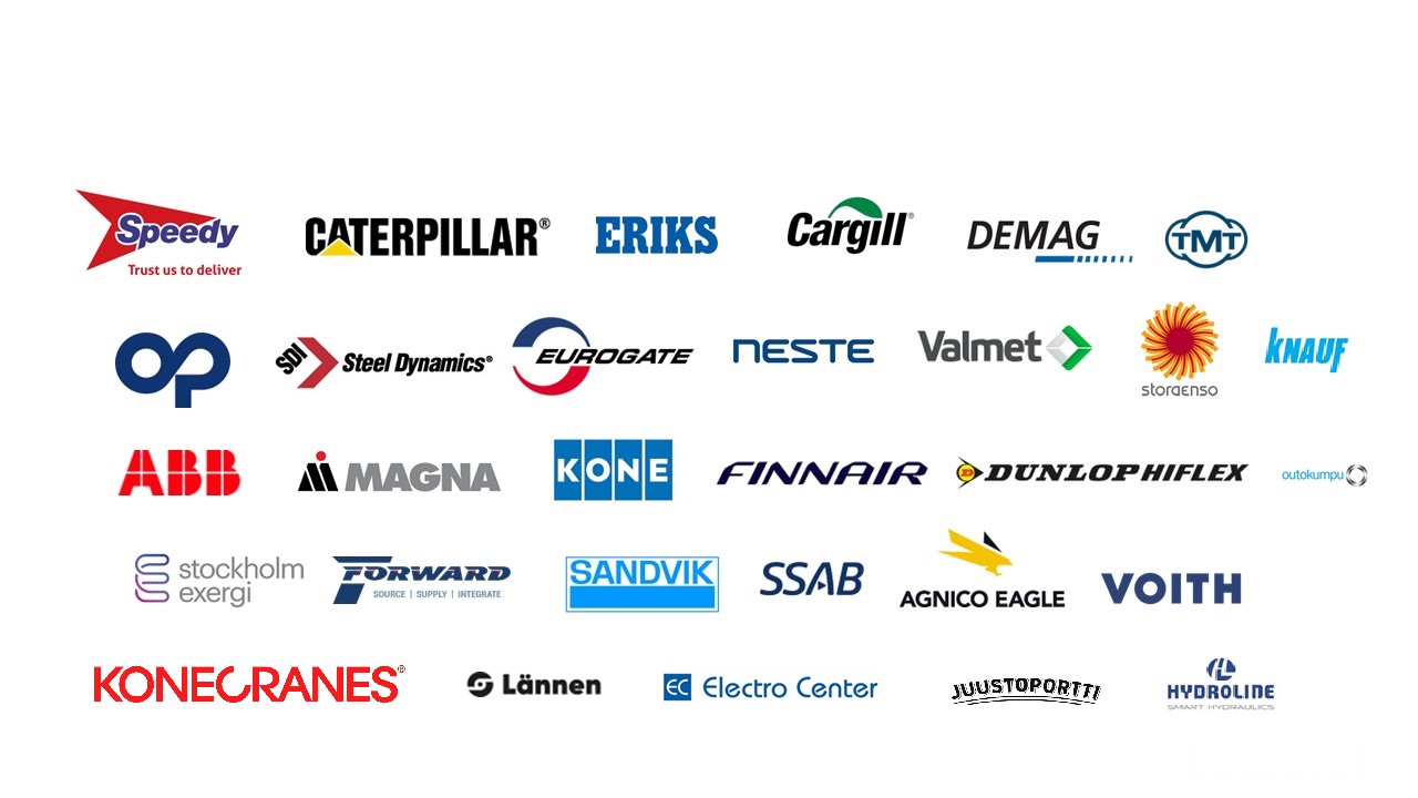 Customer logos of leading manufacturing and logistics companies using Agilon warehouse automation solutions in Europe.