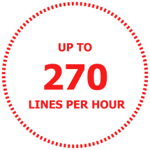 Up to 270 lines per hour.