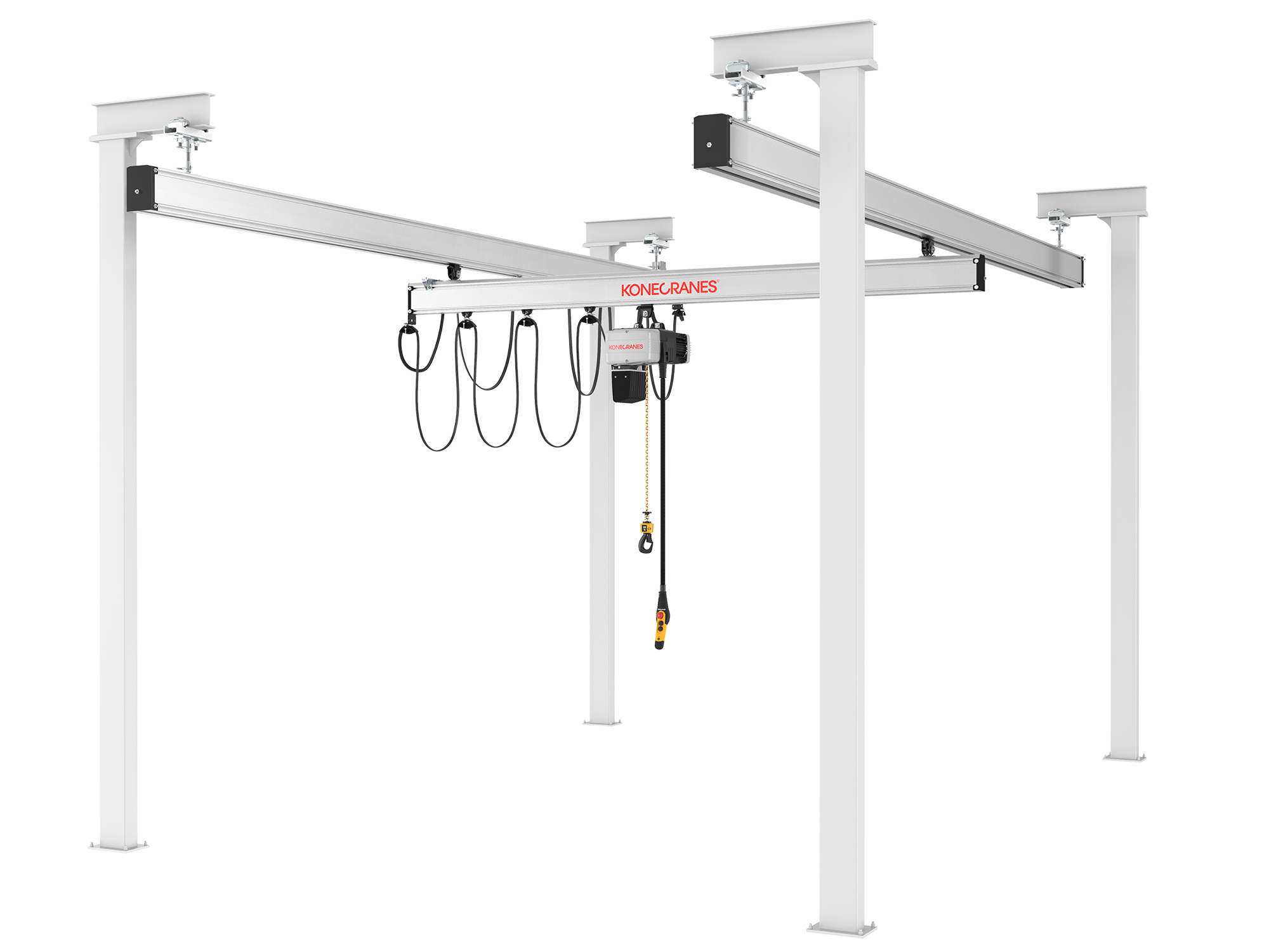 Konecranes KBK Aluminium workstation lifting system with Konecranes D-series chain hoist 
