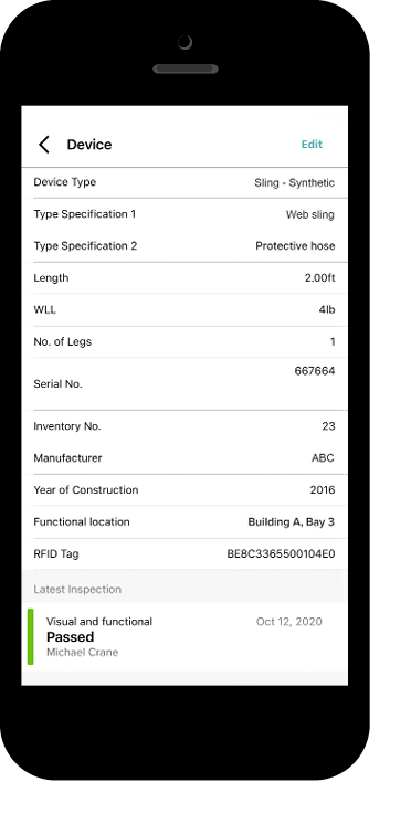 Slings and Accessories Inspection app