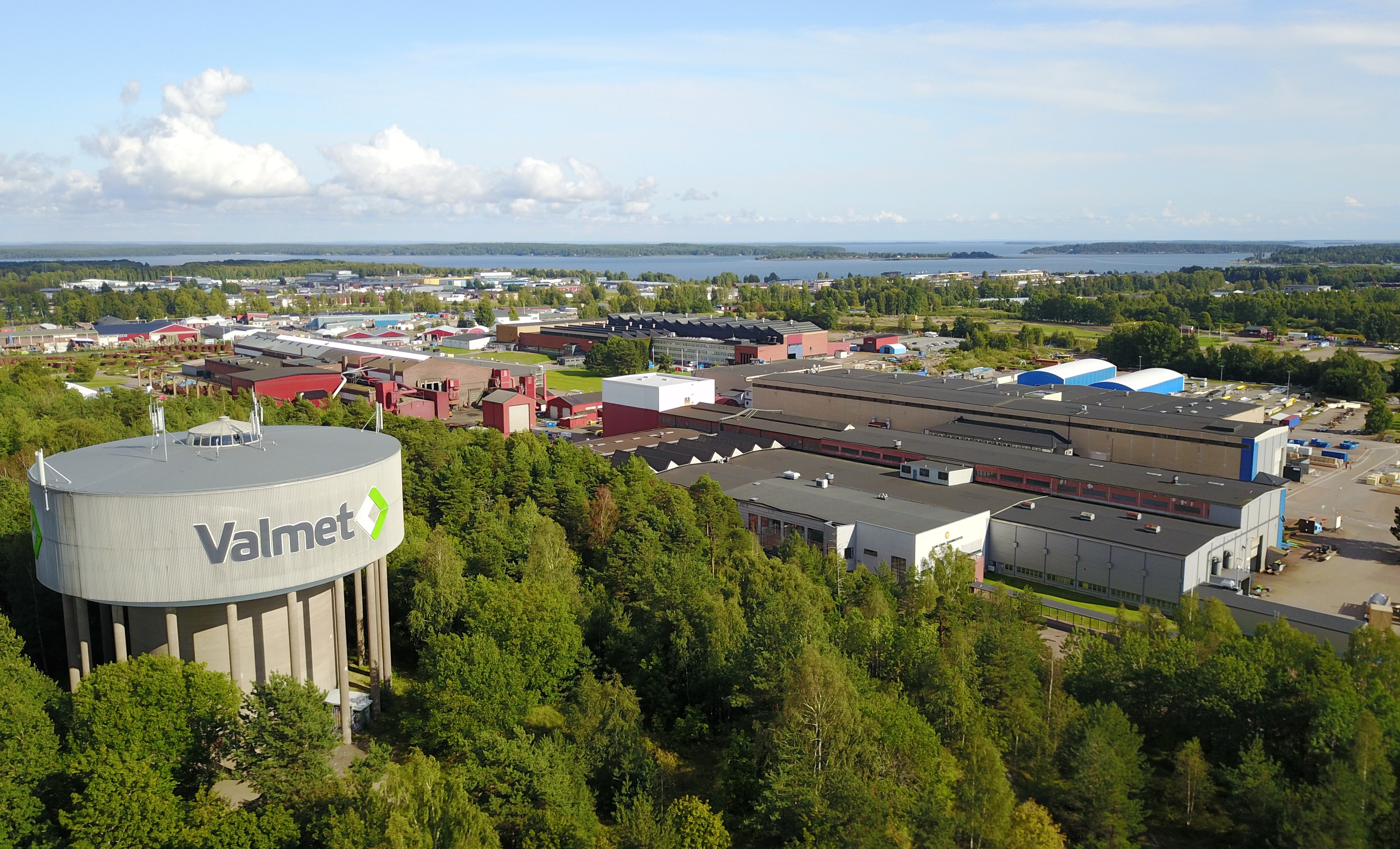 Valmet Karlstad, Sweden, outdoor picture with sky, trees, buildings
