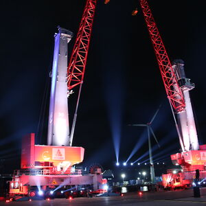 Cranes during ceremony