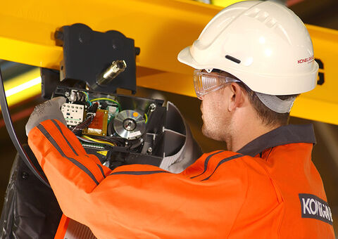 Bridge crane technician services hoist