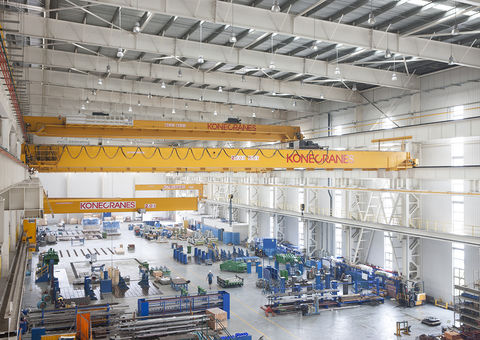 Factory with overhead cranes