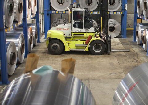Fork lift truck in Gränges Sweden AB.