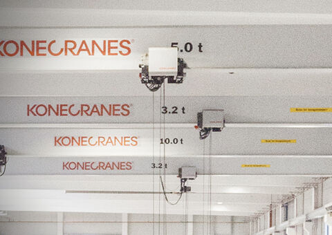 Overhead cranes in factory