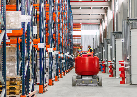 AGV working in warehouse