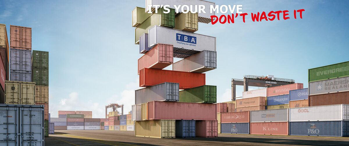 Containers piled like in Jenga with the text "It's your move, don't waste it"