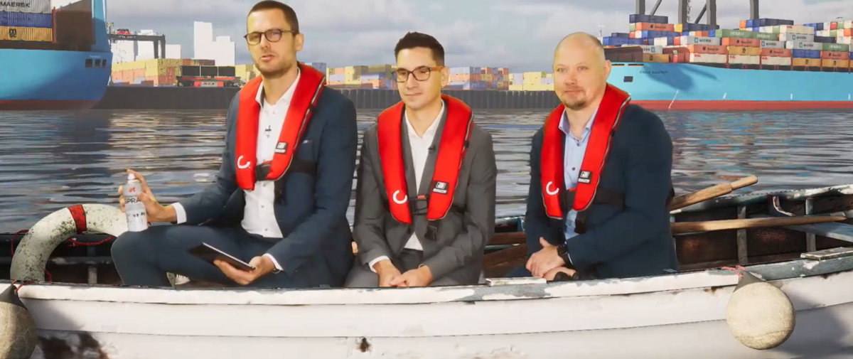 Thomas Gylling, Darryn Scheepers and Robert Venneman on a rowing boat