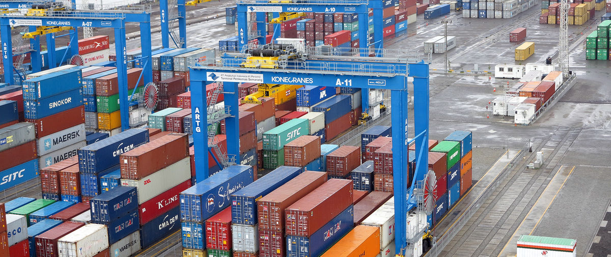 Automated container handling in ports.