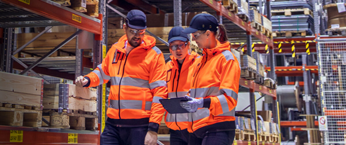 Workers in parts center