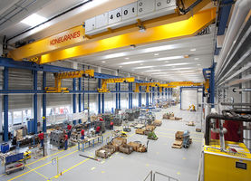 Overhead cranes in manufacturing facility