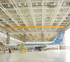 Overhead crane in aircraft maintenance facility