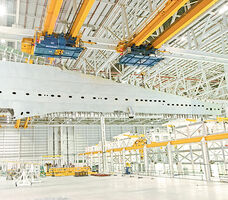 Tandem crane operation for aircraft wing