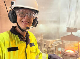 Helena Hartiala at a steel mill
