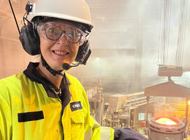 Helena Hartiala at a steel mill