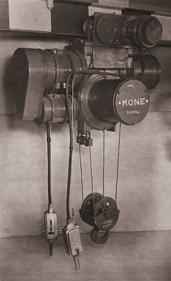 Kones first electric chain hoist, 1930s